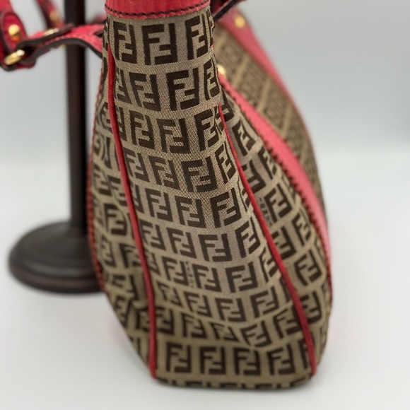 Fendi Red and Brown Monogram Tote - Picture 4 of 16